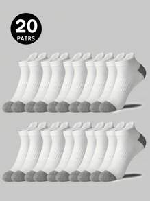 5/10/20 Pairs Men's Black & White Outdoor Sports Mid-Calf Socks, Daily Fitness Casual Socks, Running Socks, Sports Socks, Spring/Summer/Autumn/Winter, Fall