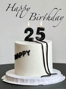 1pc Black 0-9 Number Diamond With Gold Paint Shaped Birthday Cake Decorations Candles Winter Gift For Women