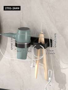 1个壁挂式吹风机和造型工具收纳架 - 无需钻孔，节省浴室空间，可放置吹风机、直发器和卷发棒 浴室配件 浴室工具 浴室 - 黑色 - 查看 13