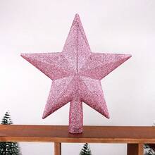 4pcs Cute Christmas Tree Topper Star Ornaments, Colors: Pink, Gold, Silver, Red - Pink Christmas Tree Top Five-pointed Star - View 7