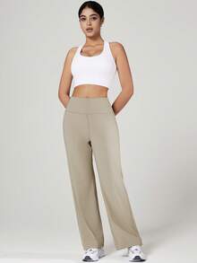 VUTRU High Waist Loose Straight Leg Workout Pants With Pockets, For Running, Yoga, Fitness - Camel - View 6