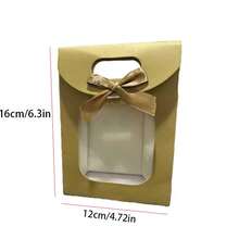 20 piezas de bolsas de regalo de papel kraft de alta calidad con textura, ventana transparente y asas resistentes - Lazo de cinta dorada elegante, ideal para bodas, fiestas, Día de San Valentín y ocasiones especiales - Multicolor - Ver 8