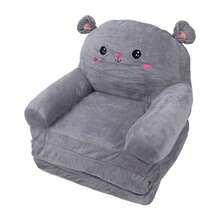 2-In-1 Kids' Foldable Sofa - Cartoon Flip-Open Design With 3-Layer Breathable Cloth & Sponge | Toddler Chair For Babies & Children - Grey - View 9