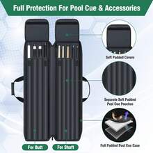 Pool Cue Case 4x5, Pool Cue Carrying Case Soft Padded Billiard Stick Bag With Multi-Pocket For 4 Butts And 5 Shafts, Pool Stick Case Cue Bag With Backpack-Straps For Pool Cues And Accessories - Black - View 3