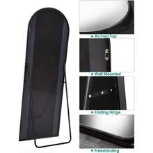 Arched Full Length Mirror 1858 Standing Mirror With Stand Or Wall Mounted For Bedroom And Living Room Black - 黑色 - 查看 3
