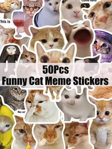 50 Stücke Lustige Katzen Meme Aufkleber, Cartoon Dekoration, Schulmaterial, Scrapbooking, Laptop, Gepäck, Gitarre, Wasserflasche, Handyhülle, DIY Aufkleber
