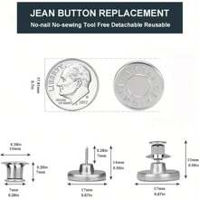 4件/6件/10件牛仔裤替换纽扣腰部免钉牛仔裤纽扣，银色字母腰扣多功能可拆卸塔扣牛仔裤裙腰部调整尺寸变化牛仔裤固定扣，免钉可拆卸牛仔裤纽扣替换套装，无需缝纽扣 - 彩色 - 查看 12