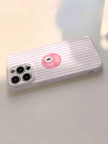 1pc Minimalist Vertical Striped 8-Ball Pattern Glossy Perforated Faux Leather Full Coverage Hard Phone Case Compatible With IPhone 11/12/13/14/15/16 Pro Max - Multicolor - View 4
