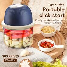 1pcs Electric Mini Garlic Chopper, Electric Garlic Chopper Portable 250 ML Food Chopper Manual, Garlic Mincer USB, Vegetable Chopper, Onion Chopper For Kitchen, Portable Small Food Processor For Garlic, Ginger, Chili, Vegetables,Garlic Chopper, Mini Portable Veggie Chopper, Garlic Grinder Masher Onion Chopper, Blender To Vegetable, Wireless Food Processor For Ginger - XANH DƯƠNG-1 cái - Xem 7