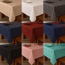 Durable And Elegant Rectangular Jacquard Fabric Tablecloth 4/6/8 Seats Luxury Promotion - 白色 - 查看 3