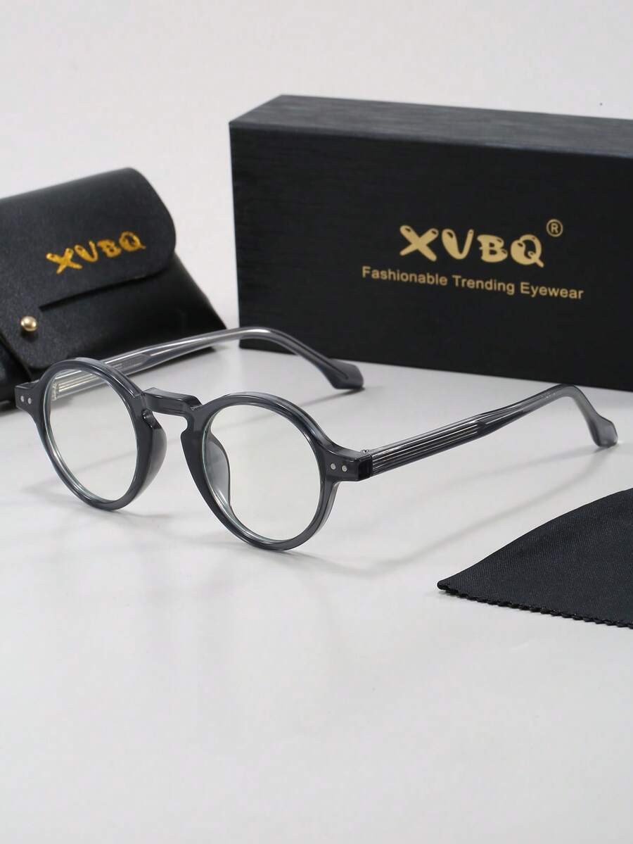 XVBQ Gafas transparentes para hombres XVBQ, con marco de TR, lentes de ABS, redondas, de estilo casual, minimalista, retro y de moda. Montura decorativa de gafas apta para hombres y mujeres, para uso en exteriores, viajes, fotografía callejera, deportes y gafas ópticas.