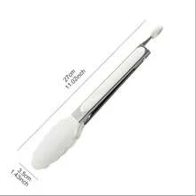 Pinzas de silicona para alimentos de 9 pulgadas, acero inoxidable, grado alimenticio, punta de silicona, antideslizante, para barbacoa, ensalada, pan EP1U - F06B-Blanco - Ver 11