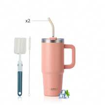 1pc WATERSY Travel Mug Coffee Cup 40oz/1182ML 30OZ/891ML 20OZ/591ML Tumbler Straw Lid And Handle, Stainless Steel Double Wall Vacuum Insulated Coffee Water Bottle Thermal For Cold Hot Coffee, Suitable For School, Camping And Hiking - Multicolor - View 21