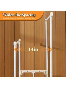 1件双杆晾衣架 - 多层收纳衣帽架，落地式卧室多功能衣架，用于存放衣服、裤子、鞋子和帽子，轻奢挂衣架。落地式室内家用衣架带轮，适用于服装店、卧室；商用衣架和晾衣架 - 白色 - 查看 3