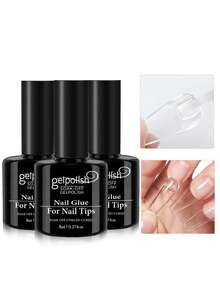 Super Strong Nail Glue For Acrylic Nails,Nail Tips, Press On Nails,Fake Nails, Salon Quality Brush On Nail Glue Easy Application Durable & Long-Lasting False Nail Glue UV/LED