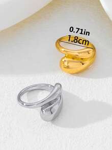 1pc Minimalist Solid Color Circle Ring, High-End Artistic Hug Ring, Suitable For Women's Daily Wear - Plain Ring - View 2