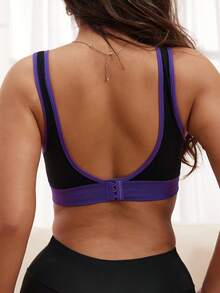 1 sztuka kontrastowego, seksownego, oddychającego, sportowego biustonosza z odkrytymi plecami, bez rękawów, z odkrytymi ramionami, z cienkimi usztywnieniami i bez fiszbin