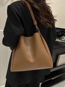 新款奢华PU皮革时尚设计手提包 - 棕色 - 查看 5