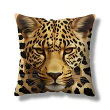 TOPSSCTR 1 pieza, Funda de almohada con diseño contemporáneo de tigre y leopardo - 17.7 pulgadas, tela de poliéster de piel de melocotón, funda de almohada estampada con vida silvestre por un solo lado - Funda decorativa para cojín de sofá - Tema animal - Para decoración de sala de estar y dormitorio - Ideal para amantes de los animales, sin relleno de almohada