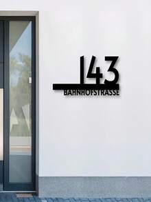 Personalized Custom Black Acrylic House Sign, Self-Adhesive Hollow Acrylic House Sign Customization, Selectable House Number And Street Name, Easy To Wall Mount, No Batteries Required - Suitable For Outdoor Use, Wall-Mounted Sign | Modern Design | HD Acrylic Material - Multicolor - View 3