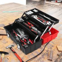 Maxwalk MAXPOWER 16-Inch Tool Box, Three-Layer Folding Plastic Storage Toolbox, Multi-Function Organizer With Tray And Dividers - Red - View 8