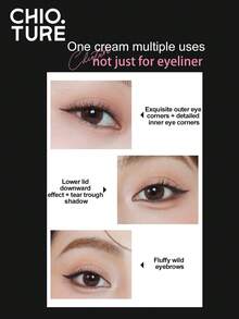 CHIOTURE Smooth Eyeliner Cream Richly Pigmented, Shapes In One Stroke, Waterproof Smudge-Proof And Non-Smudgy Long-Lasting Without Fading, Eyeliner Gel, Effortlessly Enlarges The Eyes