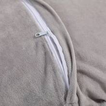 1 pieza Funda de almohada de piel de conejo sintética a rayas, sin relleno de almohada, con cierre de cremallera, funda de almohada suave y acogedora, extraíble y fácil de usar para un sueño cómodo - Gris - Ver 5