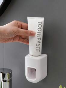 1pc Automatic Toothpaste Dispenser, Wall-Mounted Bathroom Accessories, Waterproof Toothpaste Squeezer Toothbrush Holder, Wall-Mounted Automatic Toothpaste Dispenser Slouchy Person's Gadget For Bathroom, Bathroom Supplies, Household Necessities
