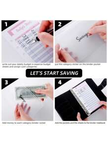 A6拉链式现金信封活页夹，用于预算和储蓄，带现金信封的预算计划本，适合储蓄挑战 - 粉色 - 查看 4