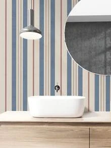 SUPSTICKER 1pc Multicolor Vintage Striped Self-Adhesive Wallpaper, Waterproof Removable PVC Wall Decor, Suitable For Bedroom, Kids Room, Study, 3 Sizes - Multicolor - View 7