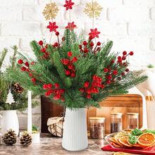 50 Artificial Pine Branches With Red Holly Berries And Cedar Needles, Can Be Used For Christmas Trees, Wreaths, Garlands DIY. Great For Holiday Home Decoration. Christmas Decorations, Home Decorations, Bouquets, Artificial Flowers, Garden Decorations, Fall Home Decorations, Plants Room Decor