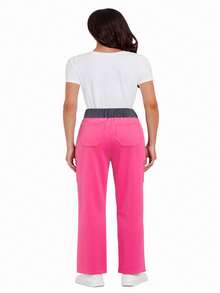 cimmuovere 女士撞色弹力裤，舒适裤子，纯色简约多口袋裤