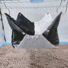 1pc Plush Dual-Layer Reversible Hanging Hammock Bed, Warm For Small Pets All Seasons - Multicolor - View 8