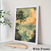 1/3 piezas Decoración de pared de acuarela retro de selva tropical de vacaciones, decoración de pared de cascada, arte de decoración de pared opcional, póster de acuarela hawaiano, mural decorativo del hogar de vacaciones, decoración del hogar, póster de lienzo - Multicolor - Ver 33