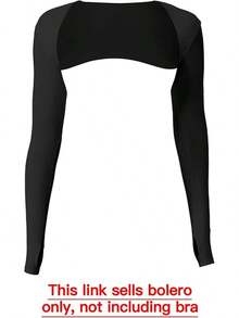 Women Crop Top Long Sleeve Bolero Open Front Workout Cropped Shirts Sports Shrug - màu đen - Xem 2