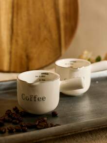 Cirelle 复古奶油色意式浓缩咖啡杯带刻度精致陶瓷咖啡量杯萃取杯小奶精学校用品返校 - 白色 - 查看 2