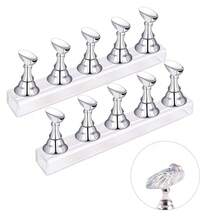 2 Sets Nail Display Stands, Nail Display Stand Painting Nails Nail Magnetic Practice Stand, Nail Polish Practice Nail Art Kit Beginners, Home And Nail Salon Use (Silver) - 銀色 - 查看 13