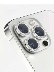 ZYSHI 3pcs Shiny Camera Lens Protector With Metallic Ring, Compatible With Iphone 17 Pro Max/17 Pro/17/Air/16 Pro Max/16/15 Pro Max/15/14 Pro Max/14/13, Cute & Fashionable Accessory, Anti-Scratch Protective Film, Great Birthday Gift For Women & Girls (Phone Camera Lens Cover) - Silver - View 4