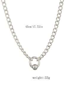 Beaded Openable Circle Choker Necklace, Stainless Steel Sexy Minimalist Clavicle Chain Necklace - Silver - View 2