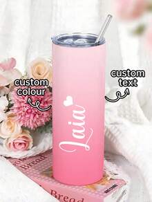 Personalized Name Tumblers With Straw And Lid,Customizable  20oz Stainless Steel Insulated Tumbler  Colorfu  And Text,Personalized Bridesmaid Gifts,Valentine's Day, Unique Birthdays And Holidays Gifts. - Phong cách 6 - Xem 4