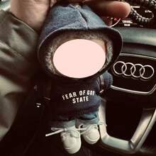 万圣节、圣诞节（仅服装）Labobo 1、2、3代 17cm吊坠娃娃钥匙扣 L 毛绒娃娃印花卫衣套装 适合 - 彩色 - 查看 3