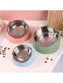 15° Tilted Cat Pet Feeding Bowl, Stainless Steel Bowl Body, Neck Protection Design To Prevent Spilling, Detachable And Washable, Pet-Friendly, 100ml Small Pet Bowl - Multicolor - View 6