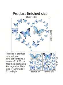 1pc Luminous Blue Butterfly Pattern Sticker With 25 Dots, Removable Waterproof Vinyl Stickers, Glowing In The Dark, Suitable For Living Room, Bedroom, Bathroom Wall Decoration, Home Decorbaby Shower Family Decorations Gifts - Multicolor - View 11