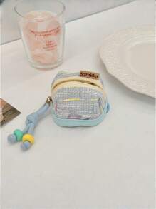 1Pc Cute & Fresh Lace Earphone Case, Compatible With Apple Earphones Protection Cover, Soft Case For Wireless Bluetooth Earbuds, Purse Grid Pattern Floral Earphone Bag,Christmas Gifts, Wedding Gifts