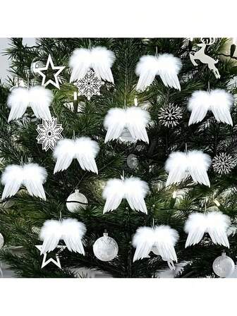 5/10pcs, White Angel Wings Decoration - Perfect For Christmas Tree Decoration, Diy Handicrafts, And Home Holiday Decoration, Christmas Decoration