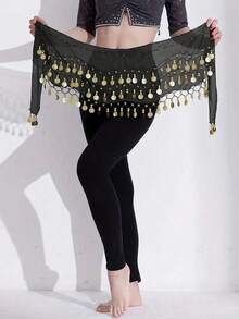 1 قطعة سلسلة خصر لرقصة البطن، شريط تنورة من شبكة معدنية لتزيين الجسم، حزام خصر مزين بالعملات المعدنية لرقصة البطن، بأسلوب بوهيمي - متعدد الألوان - مشاهدة 2