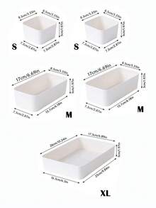 1/4/6/5/9 Pieces Of White Plastic Storage Box, Drawer Storage Set, Multifunctional Bathroom And Dressing Table Drawer Storage Tray, Cosmetics Storage Box, Bedroom, Kitchen Small Tools And Office - White - View 18