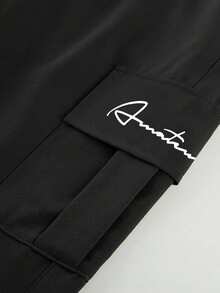 1pc Boys/Teens Versatile Letter Print Loose Fit Outdoor Casual Cargo Pants