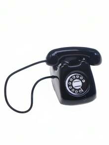 1 Stück Mini Retro Drehtelefon Modell - Legierung Metall, schwarz und rot mit weißen Linien, geeignet für DIY Puppenhaus, Taschenszene Dekoration und Sammlungsausstellung, Weihnachts-Tischdekoration, Heimdekoration, Weihnachtsdekorationen, Raumdekoration, Winterweihnachtsdekorationen, Weihnachtsgeschenke, Weihnachtsdekor - Verschiedenfarbig - Übersicht 2