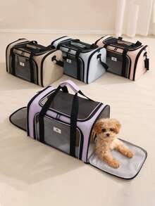 1 szt. składana torba transportowa dla zwierząt do przenośnego przechowywania, odpowiednia do podróżowania ze zwierzętami, odpowiednia dla psów i kotów o wadze do 20 funtów, z oddychającymi panelami z siatki i zamkiem błyskawicznym, lekka torba dla zwierząt z paskiem na ramię i uchwytem u góry, idealna do podróży ze zwierzętami, do samolotu, samochodu, dojazdów do pracy, pikników na świeżym powietrzu, na kemping, na badania weterynaryjne, niezbędna dla miłośników zwierząt. Torba transportowa dla kota